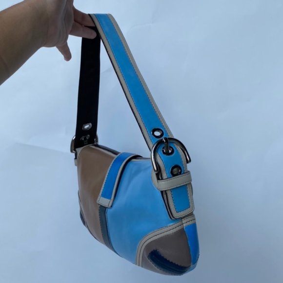 2000s Coach hand painted colorblocked leather bag - Picture 3 of 4